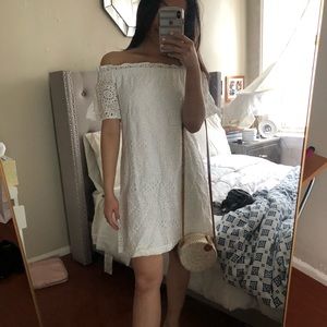 Off the shoulder crochet white dress